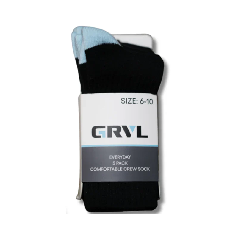 GRVL Socks - Womens Crew Everyday 5 Pack - Image 2